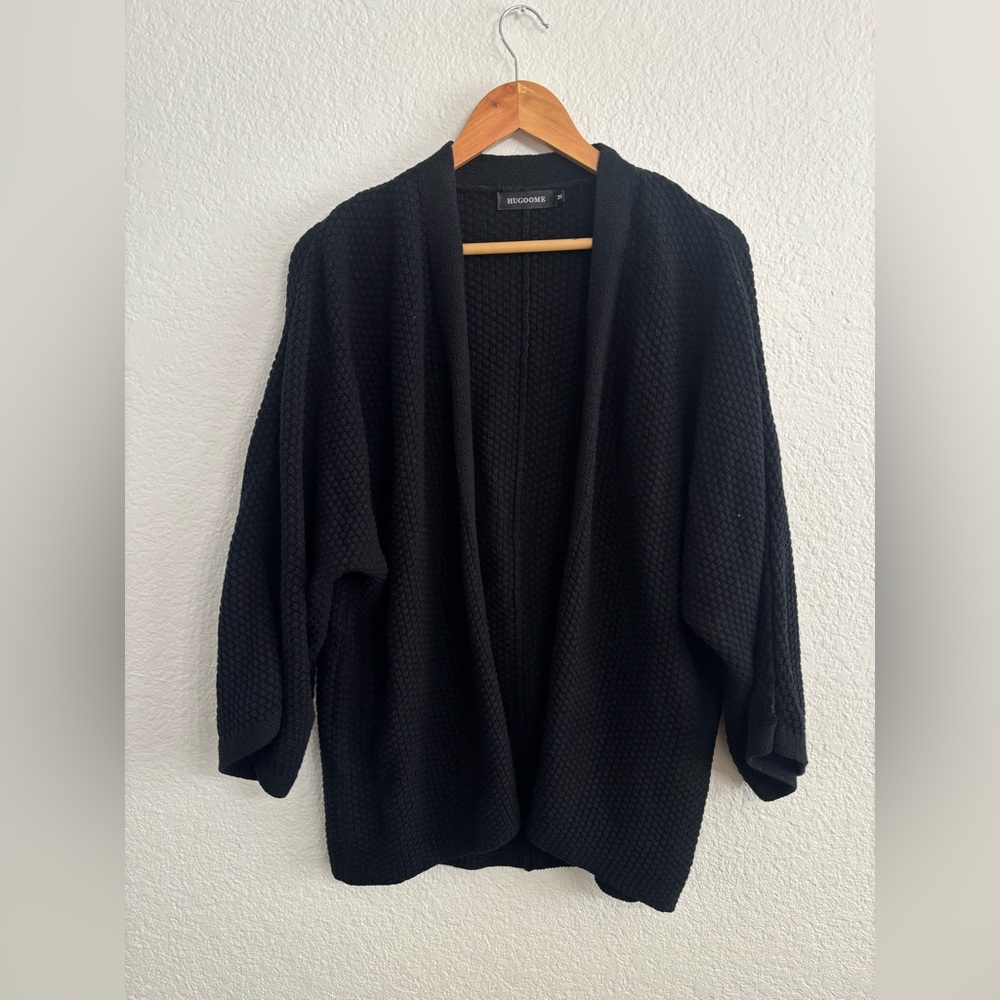 Oversized Black Open Cardigan